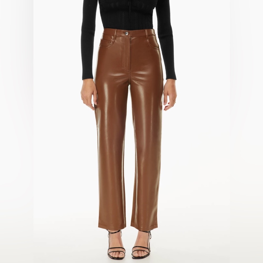 Wilfred the Melina Pant Brown Faux Leather 2 Crop Aritzia